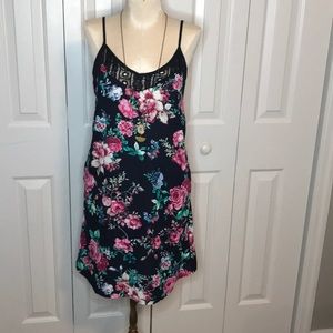 Navy blue and floral slip dress adjustable straps
